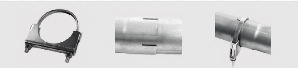 stainless flat strap clamp used on chrome exhaust pipes braçadeira de sela de exaustão com cinta plana para conexão de tubo com fenda