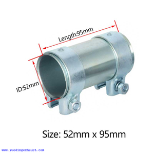 Tubo de escape de aço inoxidável 52 mm x 95 Conector de tubo Conector de braçadeira de união