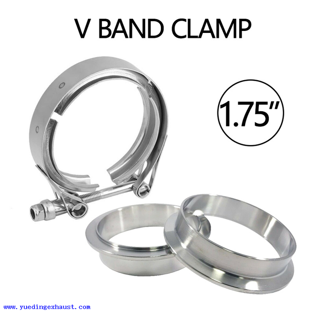 BRAÇADEIRA V-BAND 1,75' + FLANGES COMPLETA EM AÇO INOXIDÁVEL EXAUSTÃO TURBO 45mm