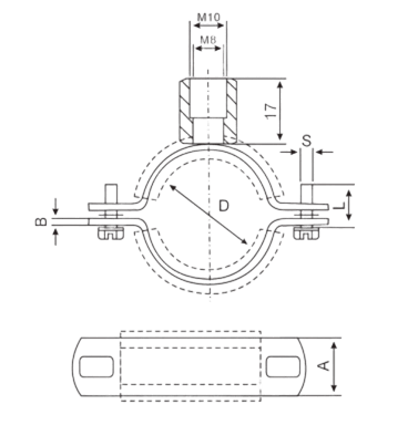 bra&ccedil;adeira de tubo revestida de borracha com design de dois parafusos