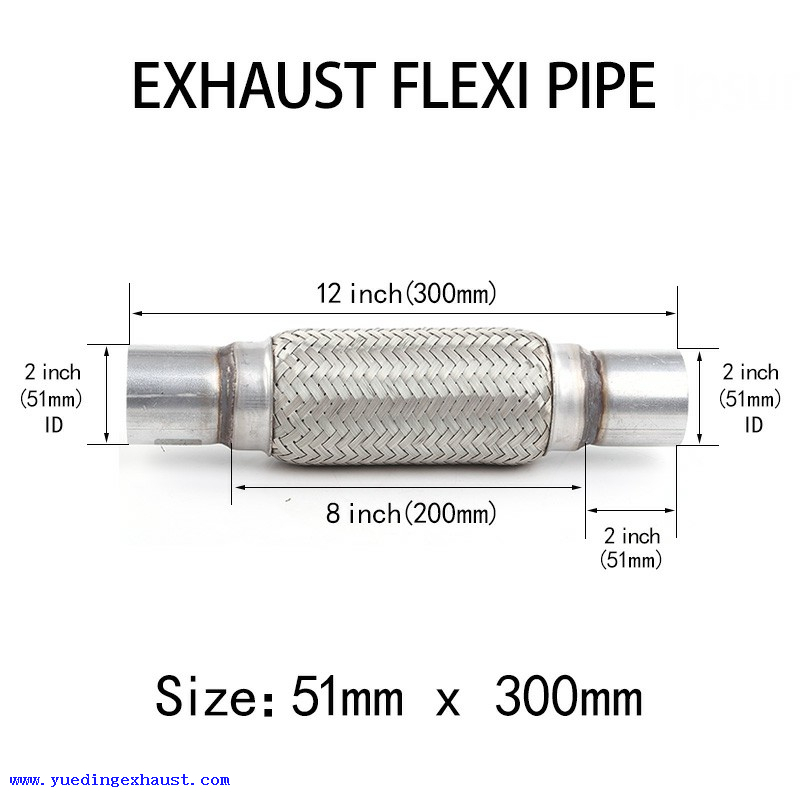 51 mm x 300 mm Reparo de junta flexível de escape Flexi Pipe tube Flexi