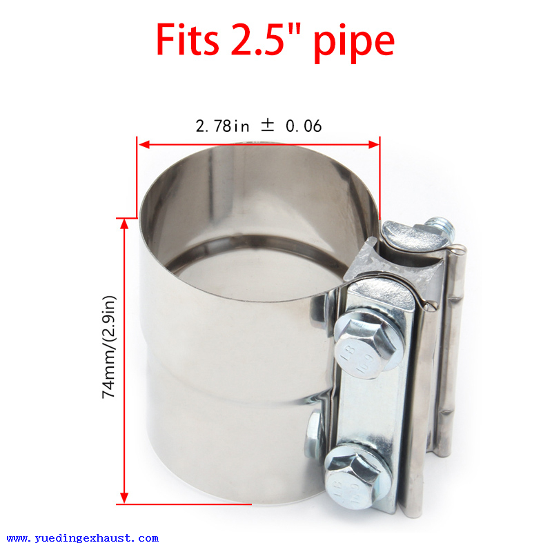 Braçadeira de junta sobreposta pré-formada de 2,5 para conexão de tubo de escape