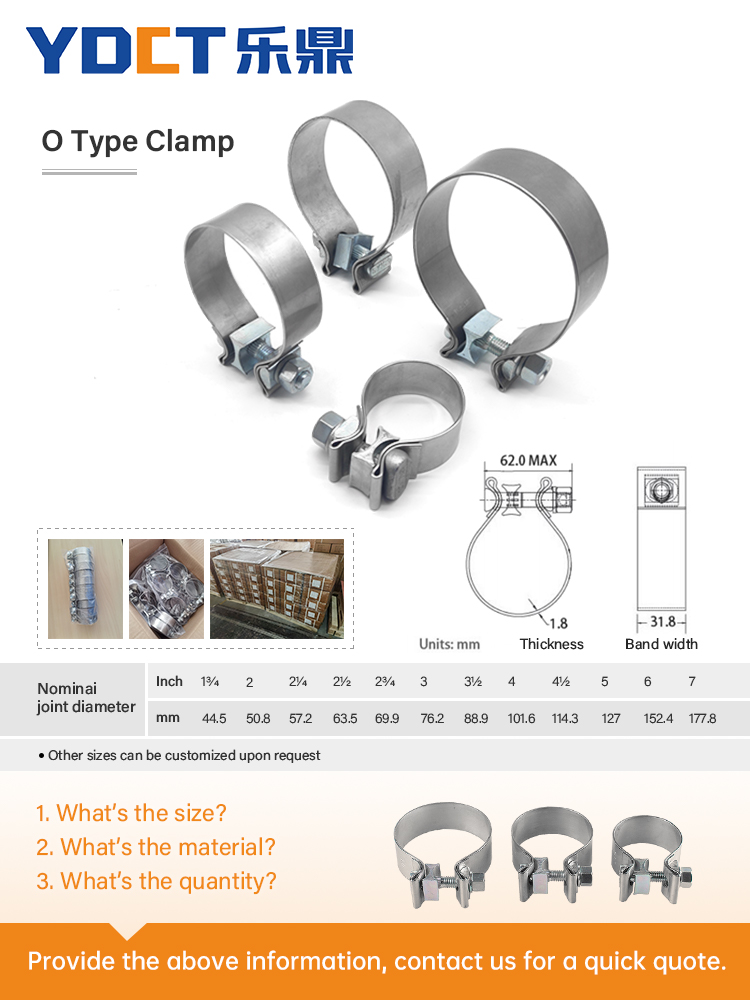 Braçadeira de vedação de banda de escape de aço inoxidável