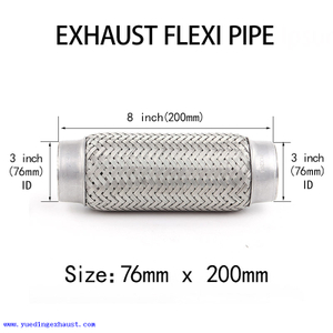 Tubo flexível de exaustão de 76 mm x 200 mm soldado em reparo de tubo flexível de junta flexível