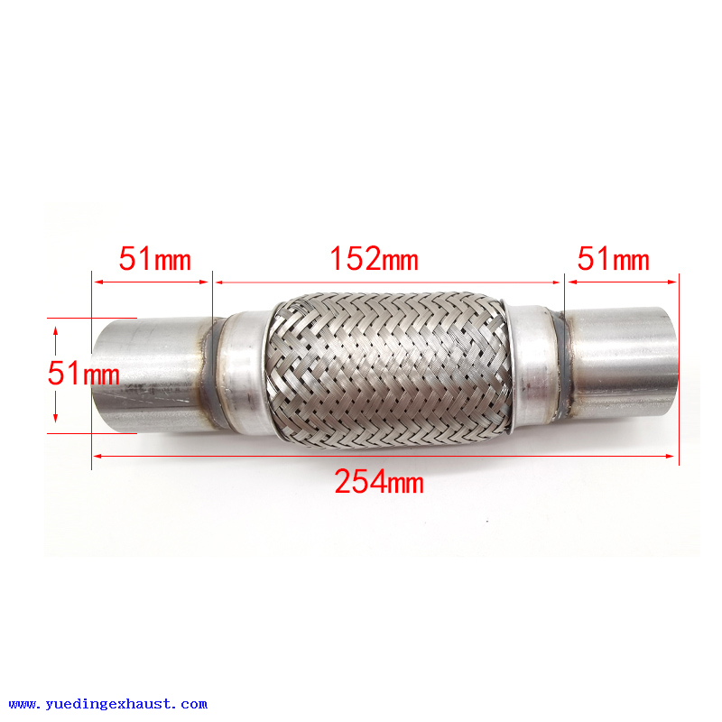 Tubo de escapamento de carro flexível de aço inoxidável de 2 x 10 pol.