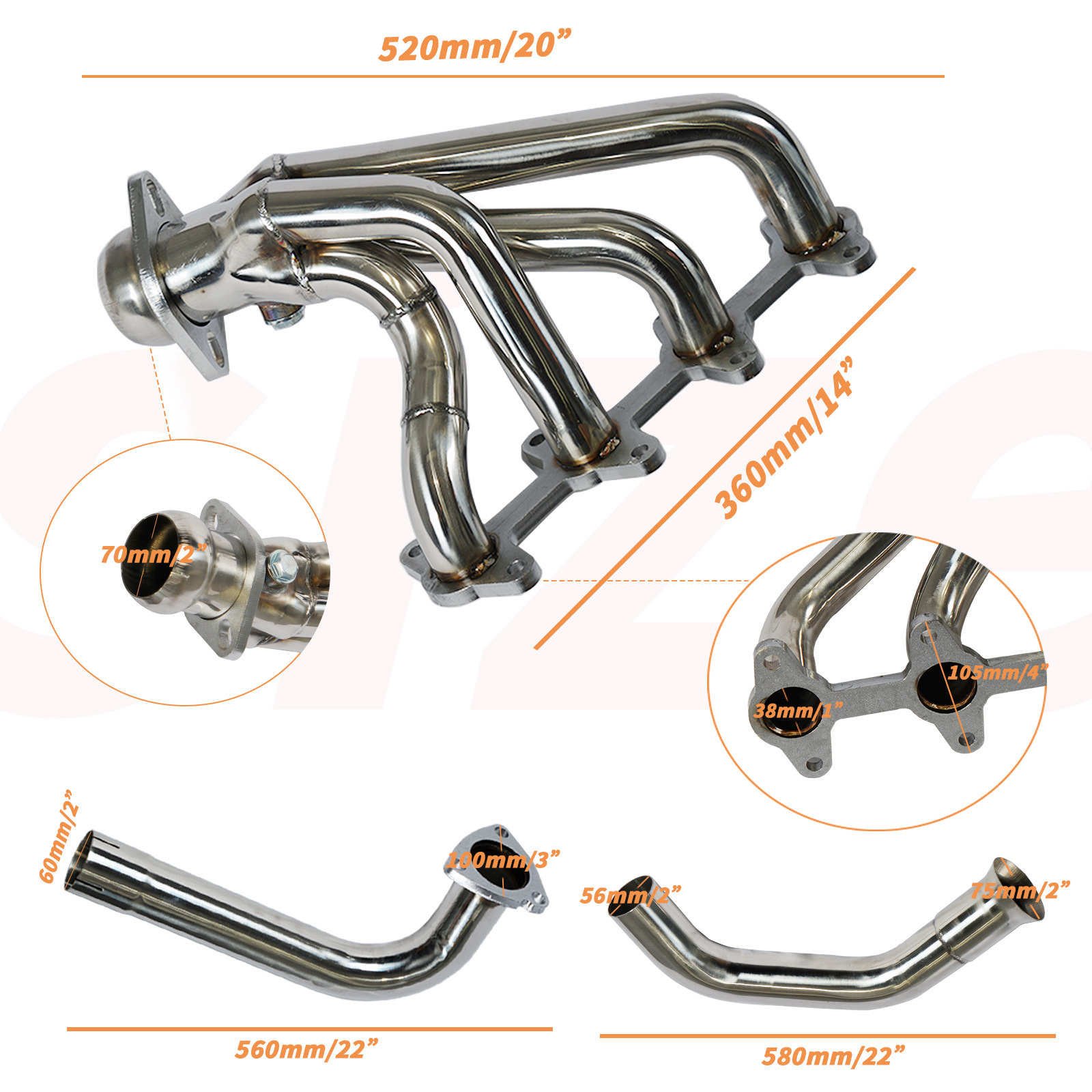 Coletor de escape de desempenho para GMC Sonoma 94-04